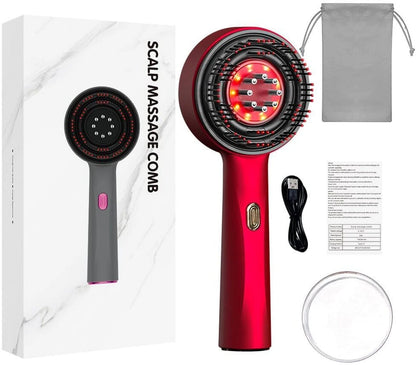 3-in-1 Hair Oil Applicator & Electric Scalp Massager Comb With Red Light For Hair Growth and Dandruff Control Massager (Multicolor)